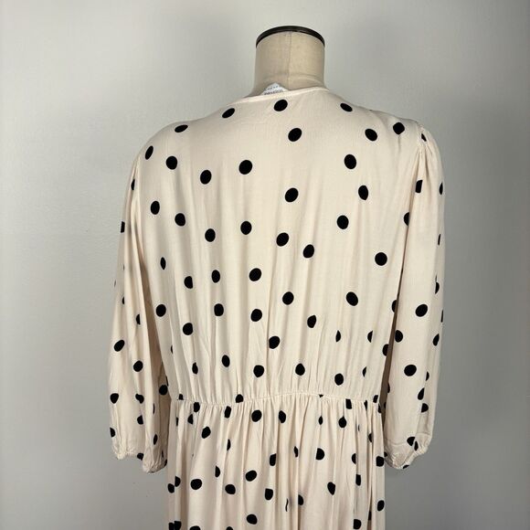 Seraphine Womens 14 Polka Dot Tiered Maternity Midi Dress Button Front Nursing - Picture 11 of 13